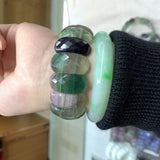 Natural Fluorite Stone Beads Bracelet Gemstone Bangle Fine Jewelry