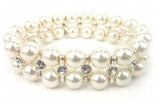 Cream Pearl Rhinestone Bracelet Women Beads Stretch