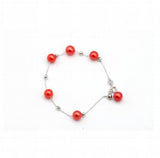 Silver Chain Bracelet with Rainbow Pearls Gift for Women