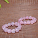 Zheru Jewelry Natural Agate Chalcedony Light Pink Bead Bracelet