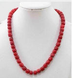 Red Coral Beads Necklace 8-10mm Irregular Cube Abacus Rondelle Jewelry