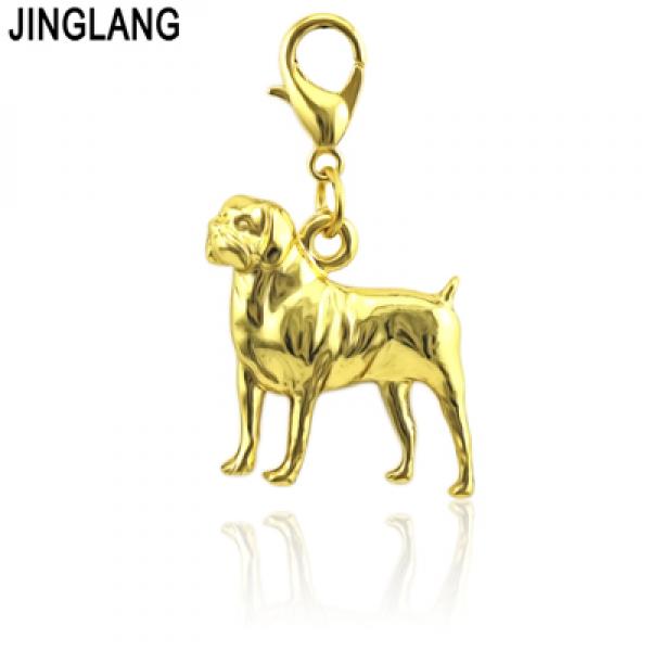 Champagne Plated Dog Charms Pendants DIY Jewelry 12pcs