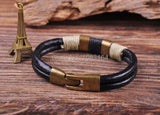 G37 Bronze Clasp Surfer 4mm Leather Hemp Mens Bracelet