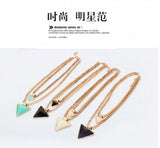 Triangular Geometry Double Necklace Statement Necklaces
