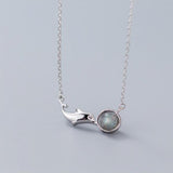 925 Silver Dolphin Moonstone Pendant Necklace for Women