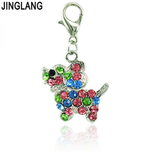 Rhinestone Pet Dog DIY Charms for Jewelry Making - Lobster Clasp Dangle