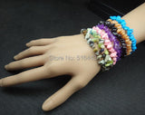 Mix Natural Stones Charms Stretchy Bracelets Bangles for Women Men