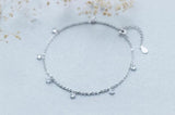 925 Sterling Silver Anklet Bracelet with Round CZ Stone Crystals