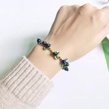 Metal Plant Leaves Blueberry Stone Bracelet Women Jewelry