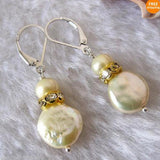 Champagne Freshwater Pearl Silver Dangle Earrings Fine Jewelry