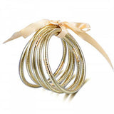 5pcs/set Rainbow Glitter Silicone Bangle Bracelets for Women Girls