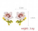 925 Silver Purple Flower Earrings French Enamel Glaze Daisy Flower Earrings