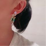 Women Candy Star Earrings Asymmetrical S925 Silver Needle Flash Earrings