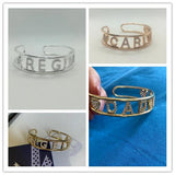 9mm Zircon Letters Bangle Women Name Bracelet Charms Heart Hiphop Bracelet