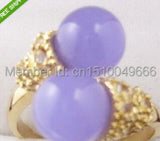 Double Purple Stone Crystal Ring Size 7.8.9