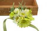 Ivory Green Daisy Corsage Bracelet for Wedding Prom
