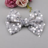 Sequin Beads Decorated Lace Chiffon Fabric Ribbon Bow Patch Stickers