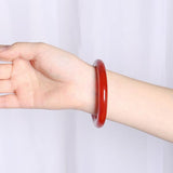 Natural Agate Chalcedony Red Round Bar 54-64mm Bangle Princess Jewelry