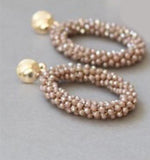 Crystal Earrings for Women Long Dangle Ellipse Jewelry Unique Style