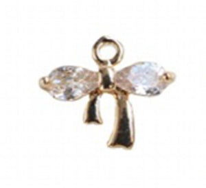 Copper Zircon Bowknot Earrings Charms Necklace Pendants DIY Jewelry Making