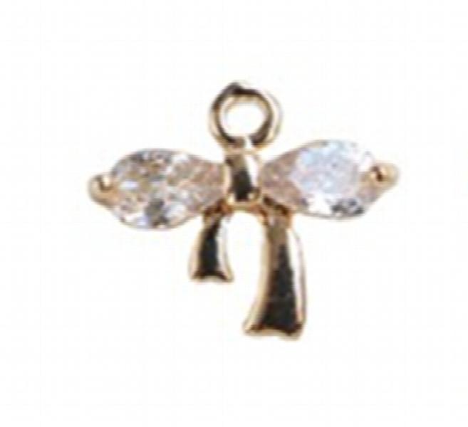 Copper Zircon Bowknot Earrings Charms Necklace Pendants DIY Jewelry Making