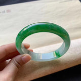 Zheru Natural Burmese Jade Green Two-Tone Bracelet 54-64mm