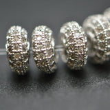 5x9mm Paved Zircon Flat Round Rondelle Wheel Spacer Beads 10pc Pet