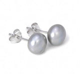 Gray Purple Pearl Stud Earrings S925 Sterling Silver Jewelry