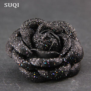 SUQI Shinning Powder PU Lapel Dress Brooch Pin