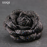 SUQI Shinning Powder PU Lapel Dress Brooch Pin