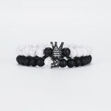 CZ King Crown Charms Beads Bracelet for Men Women