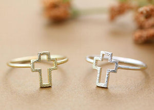 Cross Line Ring Silver Golden Jewelry - 12Pcs/Lot