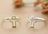 Cross Line Ring Silver Golden Jewelry - 12Pcs/Lot