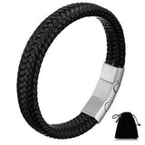 Stylish Stainless Steel Woven Leather Bracelet