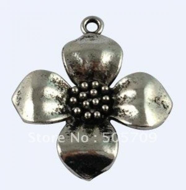 Set of 60 Tibetan Silver Flower Charms for Jewelry Making