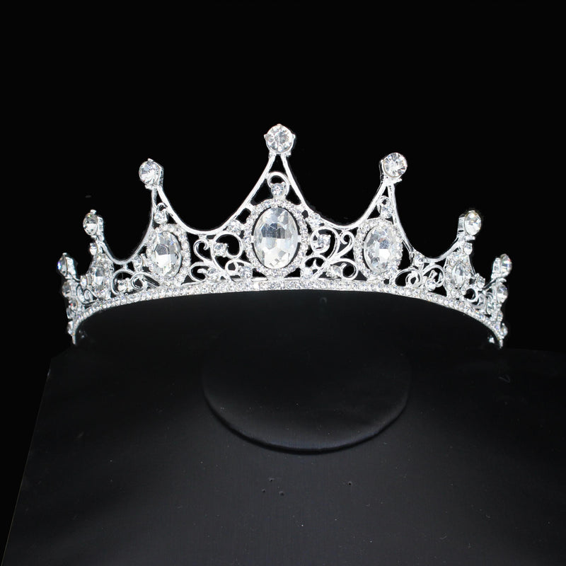 Crystal Bridal Tiara Crown and Veil with Comb Wedding Head Jewelry