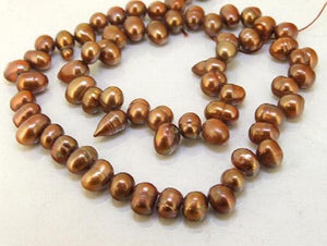 6x9mm Coffee Freshwater Pearl Loose Beads 14inches String DIY Jewelry LS3-064