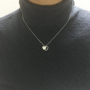 925 Silver Heart Zircon Couple Necklaces Women Pendants Jewelry Gift