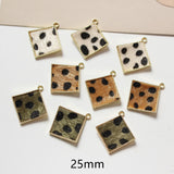 50pcs Leopard Pattern Fabric Core Alloy Floating Locket Charms DIY Jewelry