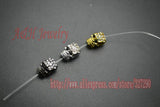 20pcs Skull Beads Rhinestone Inset Diy Charms Gun Silver Plated