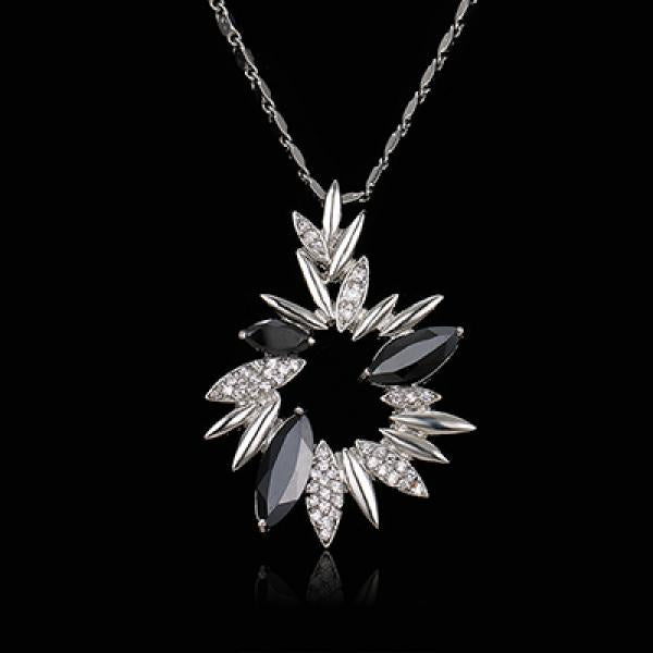 Sun Pendant Women Necklace Rhinestone Charm Spring Jewelry