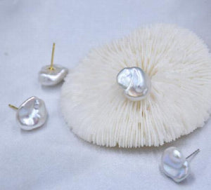 Baroque 11-12mm Freshwater Pearls Silver Stud Earring