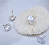Baroque 11-12mm Freshwater Pearls Silver Stud Earring