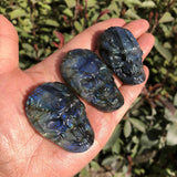 Labradorite Skull Necklace Pendant Carved Statue Decoration Crystal Gift
