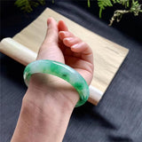 Zheru Jewelry Natural Burmese Jadeite Light Green Flower Bracelet
