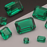 Synthetic Emerald Loose Gemstones Rectangle Faceted Octagonal Green Nanocrystal