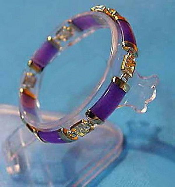 Purple Jade 18KGP Fortune Emolument Longevity Link Bracelet