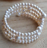 3-Row Freshwater Pearl Bracelet Wedding Bridesmaids Jewelry