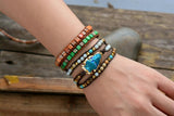 Vintage Bohemia Leather Bracelet with Natural Stones