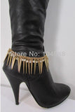 WOMEN Metal Boot Chain Strap Spikes Rhinestone Shoe Charm Jewelry